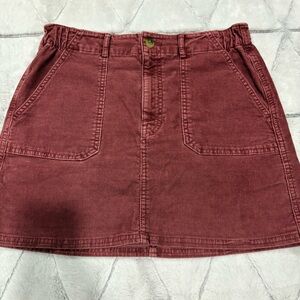 American Eagle Skirt Size 8 Hi-Rise A-Line Super Stretch Burgundy Corduroy